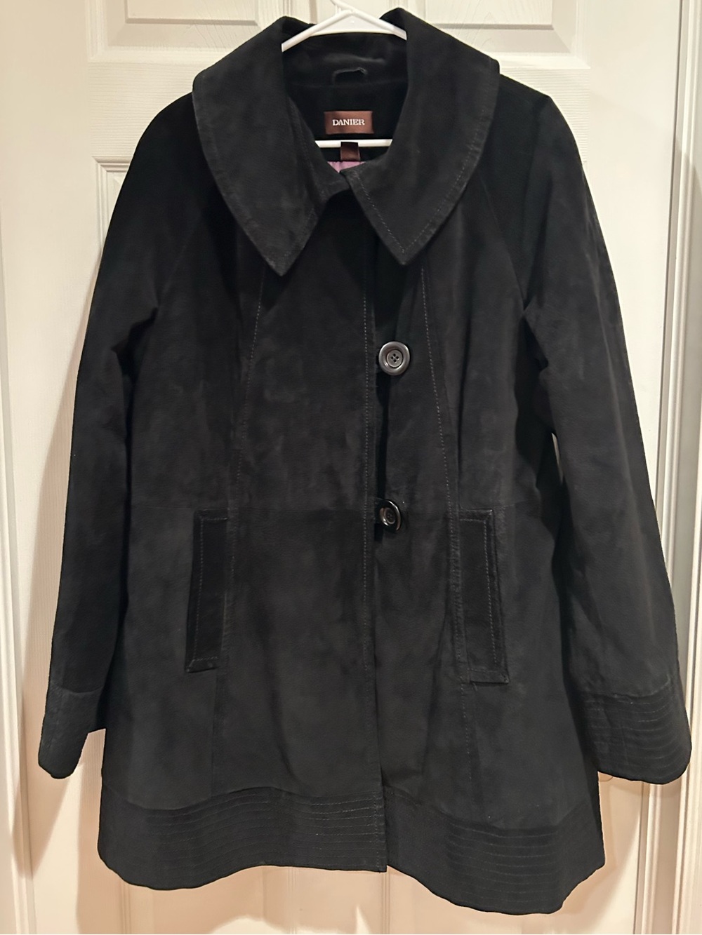 Danier Black Suede Single-Breasted Coat
